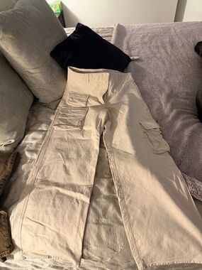 Aritzia Beige Cargo Flare Pants